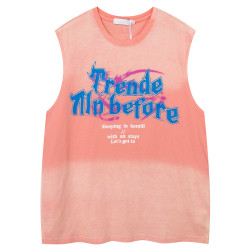 51嘻哈多巴胺漸變無袖t恤男女夏季薄荷曼波外穿寬松坎肩背心上衣