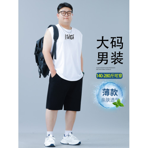 夏季背心運動套裝男生2025新款坎肩無袖t恤加肥加大碼寬松短褲潮