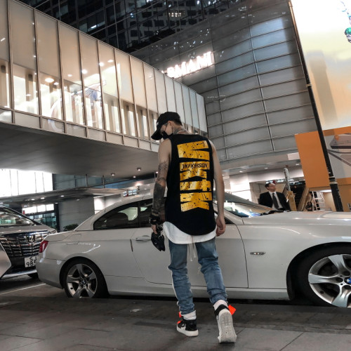 oversize背心男潮牌港風ins個性潮流寬松嘻哈坎肩無袖t恤上衣夏季