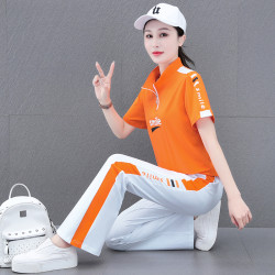純棉立領運動套裝女夏季2025新款喇叭褲跳舞廣場舞服裝休閒兩件套