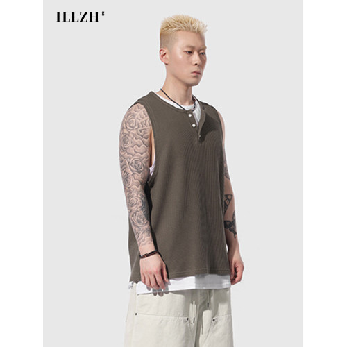 ILLZH 原創夏季簡約百搭休閒假兩件時尚背心
