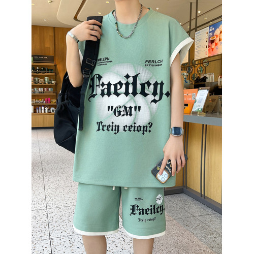2025新款夏季冰絲無袖背心男孩青少年學生帥氣籃球服大童運動套裝