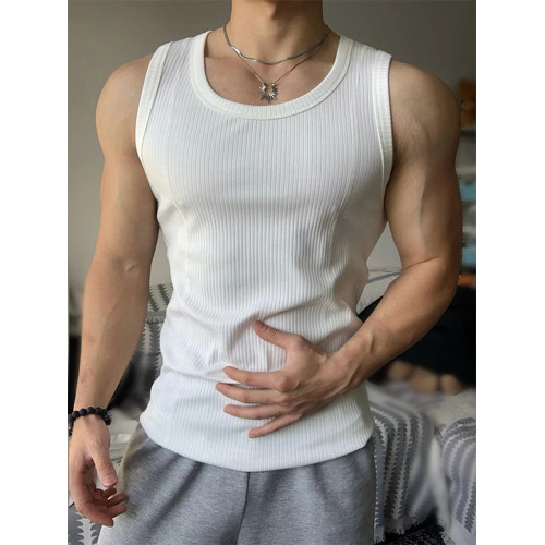 兩件裝~夏季2025粗螺紋坎肩背心男修身顯肌肉無袖T美式健身運動衫