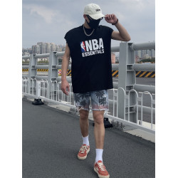 NBA限定聯名FOG復線ESSENTIALS矽膠字母印花男女寬松無袖美式背心