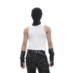MANSON青希'小衆先鋒珍珠點綴設計無袖背心T恤男士修身緊身打底衫