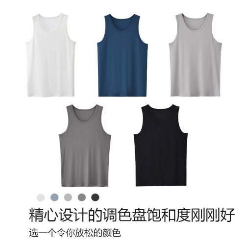 匠品透氣寬松夏休閒莫代爾背心一線代工男士羊絨蛋白無袖上衣3028