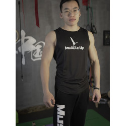 MuscleUp無袖背心速乾運動夏季修身潮牌t恤肌肉力量健身訓練衣服