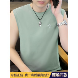 高級潮流背心男冰絲速乾夏季薄款健身運動砍袖打底衫涼感無袖t恤