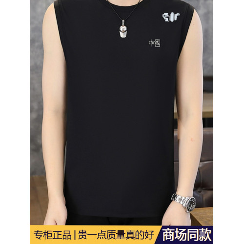 高級潮流背心男冰絲速乾夏季薄款健身運動砍袖打底衫涼感無袖t恤