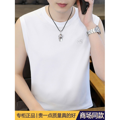 高級潮流背心男冰絲速乾夏季薄款健身運動砍袖打底衫涼感無袖t恤