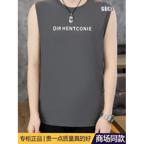 高級潮流背心男冰絲速乾夏季薄款健身運動砍袖打底衫涼感無袖t恤