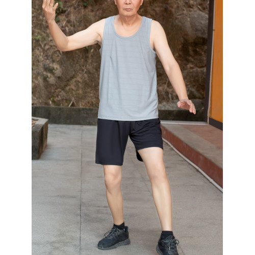 夏季冰絲爸爸背心短褲套裝男寬松中老年人爺爺睡衣老人跨欄老頭衫