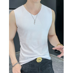 無痕薄款背心男士白襯衫內搭打底衣純棉坎肩貼身彈力修身無袖T恤