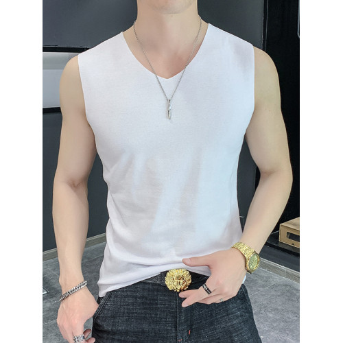 無痕薄款背心男士白襯衫內搭打底衣純棉坎肩貼身彈力修身無袖T恤
