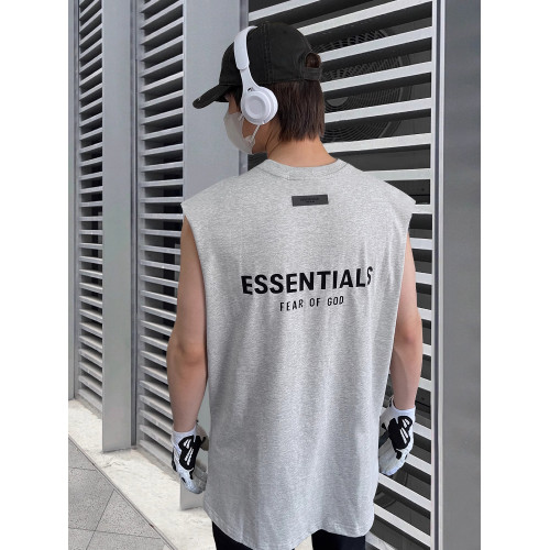 essentials植絨美式小衆潮牌純棉寬松坎肩背心短袖T恤男夏季fog