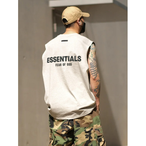 essentials植絨美式小衆潮牌純棉寬松坎肩背心短袖T恤男夏季fog