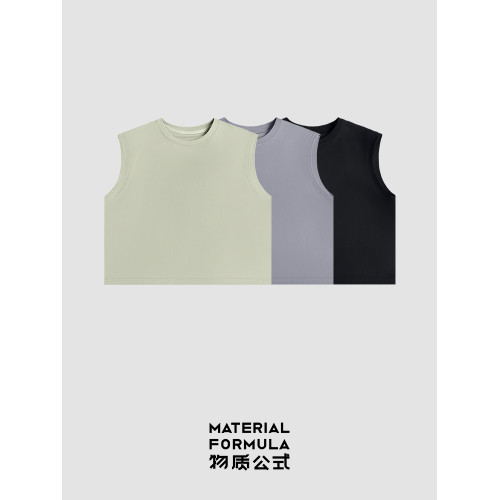 速乾無袖短T/Material Formula/坎肩T恤男女款背心寬松休閒圓領夏