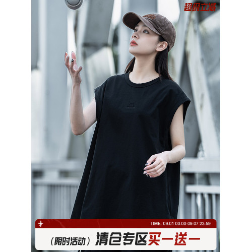 AOGZ街頭寬松休閒無袖t恤男士夏季薄款汗衫圓領寬松運動背心坎肩