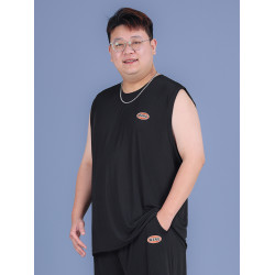 涼感速乾背心男寬松冰絲坎肩夏季新款加肥加大碼男士運動無袖t恤