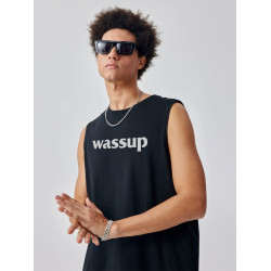 WASSUP潮牌純棉坎肩背心男2025新款夏季美式運動健身女生無袖上衣