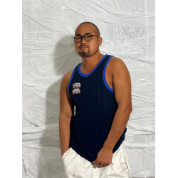 ZOOMXBEAR原創男深挖寬松純棉運動背心包邊撞色刺綉熊標健身坎肩