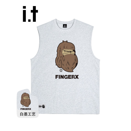 it FINGERCROXX美式猿人無袖純棉背心男潮牌2025新款夏季情侶裝