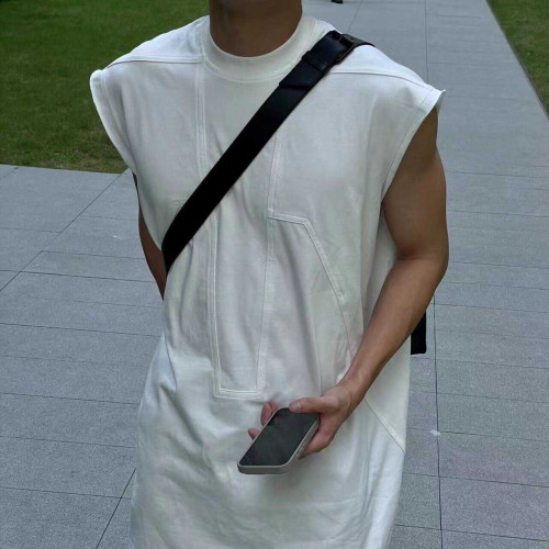 ROG RO打底健身純白色黑短袖男坎肩寬松背心無袖夏季內搭曡穿拼接