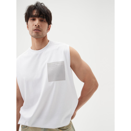 LEZORA 速乾杜邦sorona混棉 壓膠口袋毛邊龍骨線運動背心男