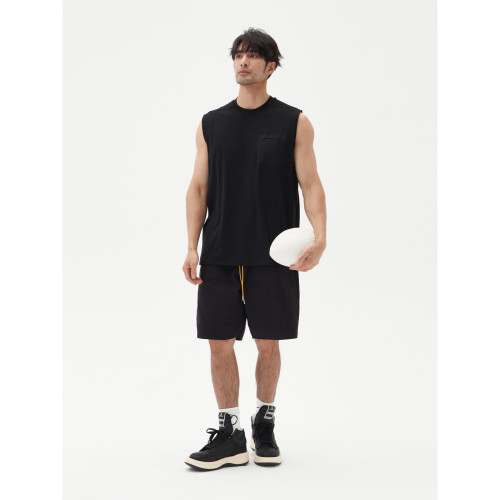 LEZORA 速乾杜邦sorona混棉 壓膠口袋毛邊龍骨線運動背心男