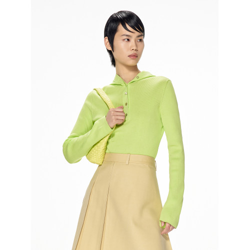 JNBY/江南布衣折釦春夏毛針織衫連帽修身短款休閒打底衫顯瘦女