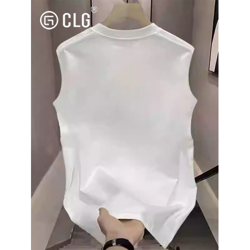 香港CLG潮牌新款四色小花美式簡約背心純棉黑色夏季寬松無袖t恤衫