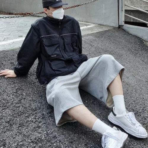 高級秋冬工裝拉鍊夾克潮牌外套馬甲男裝