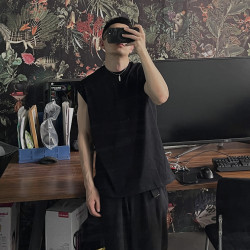 bboy嘻哈hiphop復古old school西海岸無袖t恤 小領口加厚無袖背心