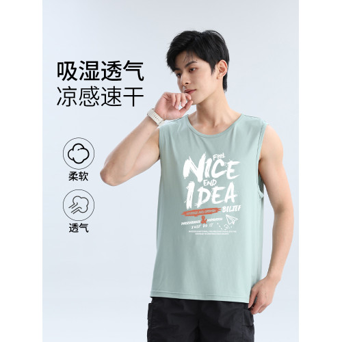 班尼路S&K系列寬松無袖t恤男夏季青少年美式潮流背心運動速乾上衣