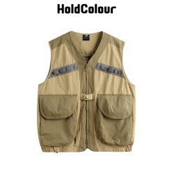 Hold Colour美式潮牌撞色拼接機能大口袋馬甲夾克男女ins潮流外套