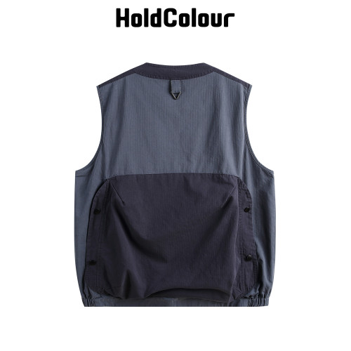 Hold Colour美式潮牌撞色拼接機能大口袋馬甲夾克男女ins潮流外套