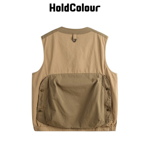 Hold Colour美式潮牌撞色拼接機能大口袋馬甲夾克男女ins潮流外套
