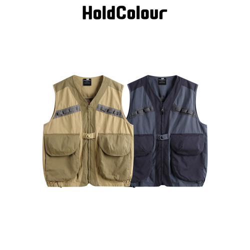 Hold Colour美式潮牌撞色拼接機能大口袋馬甲夾克男女ins潮流外套
