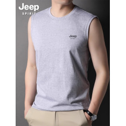 jeep純棉背心男士夏季美式外穿無袖t恤運動透氣舒適修身坎肩體恤