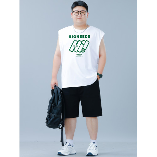 大碼男裝背心套裝男夏季新款加肥加大胖子寬松直筒休閒五分褲套裝