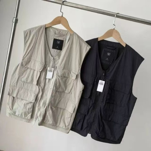 日系復古 立體口袋機能工裝馬甲男女款BF風寬松外套休閒上衣潮