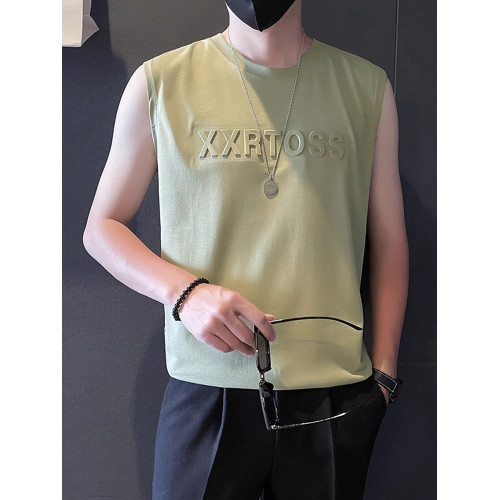 潮牌冰絲背心男士2025新款夏季薄款速乾運動坎肩白色無袖T恤男款