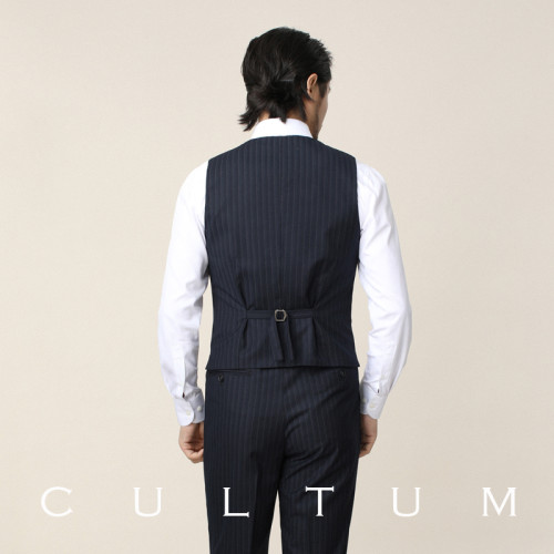 CULTUM Napoli系列 V領條紋西裝馬甲男商務紳士正裝修身西服馬夾