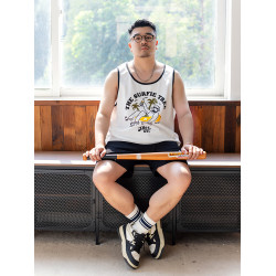 GEEEKPANDA加肥加大寬松大碼男夏撞色包邊卡通印花棉籃球背心9214