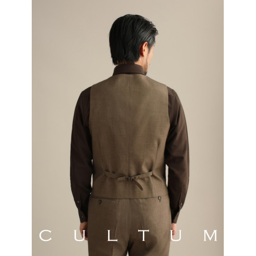 CULTUM單排六粒釦V領西裝馬甲男套裝側開衩修身商務正裝西服馬夾