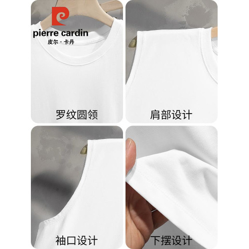 皮爾卡丹純棉背心男士夏季寬松休閒潮流運動健身坎肩薄款無袖t恤