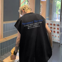無袖t恤男2025新款夏季薄款潮牌重磅寬松坎肩背心休閒短袖上衣服
