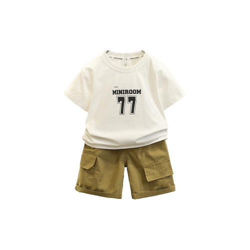 男童夏季短袖套裝洋氣兒童工裝馬甲三件套2025新款時髦寶寶衣服潮