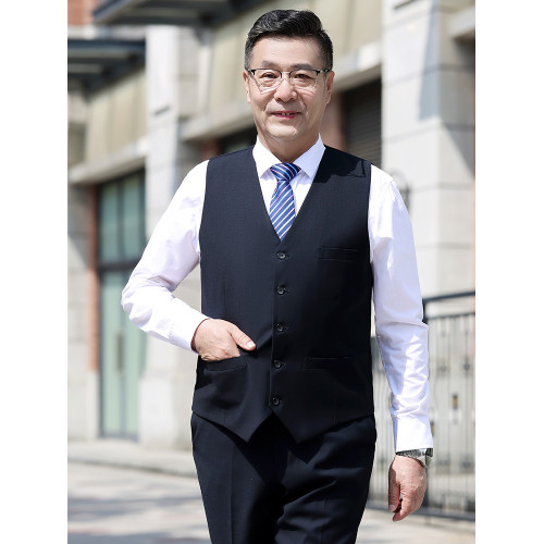 西裝馬甲中老年人秋季中年男士馬夾無袖寬松商務休閒新款男式坎肩