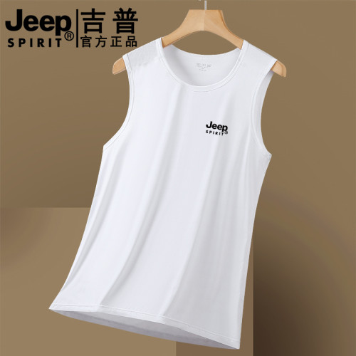 JEEP大碼冰絲短袖t衫背心速乾夏季透氣坎肩運動跑步健身訓練服t恤